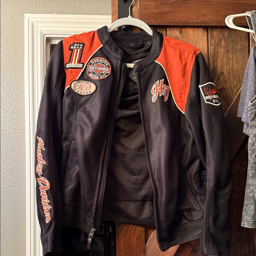 Harley-Davidson Black and Orange Bomber riding jacket